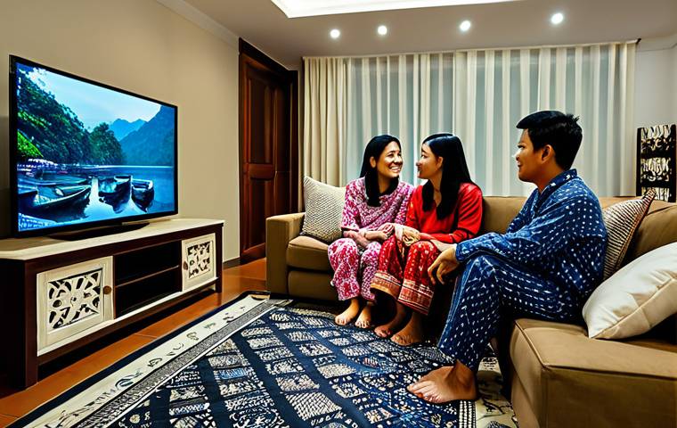 OTT TV 연결 방법 - Family Movie Night**

"A family of four (mother, father, son, daughter) are sitting on a comfortable...